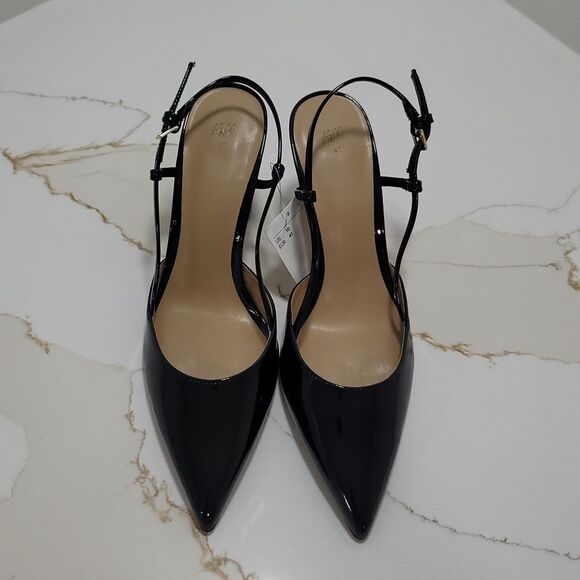 BRAND NEW H&M BLOCK HEEL POINTED TOE SLINGBACK PUMP - Picture 2 of 15